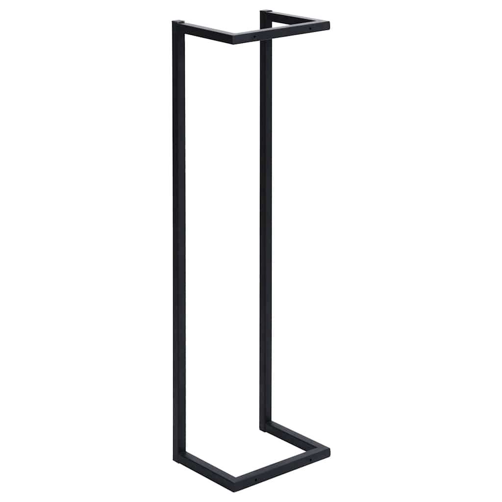 Towel Rack 25x20x95 cm Iron, black sturdy iron towel holder for bathroom organization.