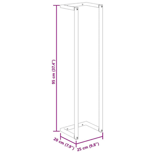 Towel Rack 25x20x95 cm Iron dimensions diagram showcasing the sturdy design and practical use for bathrooms.