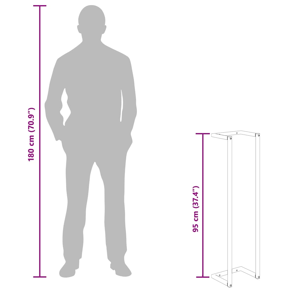 Towel Rack 25x20x95 cm Iron dimensions illustration with height and width measurements.