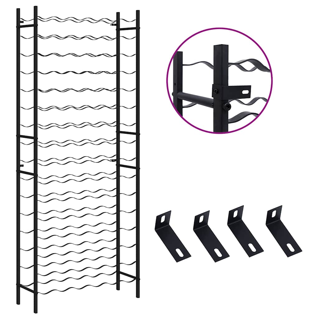 Wine Rack for 96 Bottles  Iron, sturdy metal wine storage with wavy design holding 96 bottles.