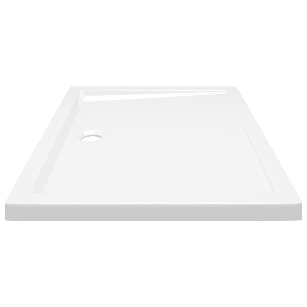 Rectangular ABS shower base tray 70x90 cm with a high gloss finish and drain hole, ideal for modern bathrooms and easy entry.