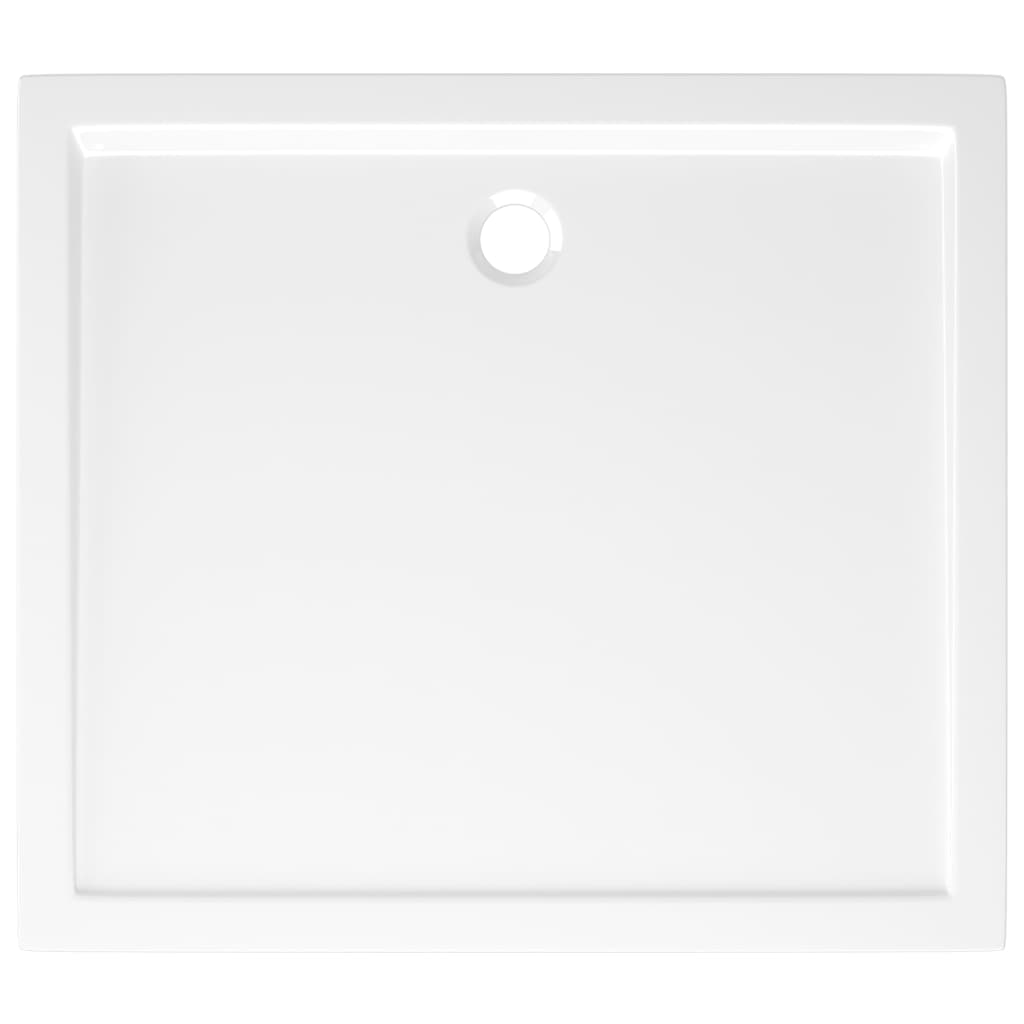 Rectangular white ABS shower base tray 80x90 cm with drain hole, modern and durable design for stylish bathrooms.