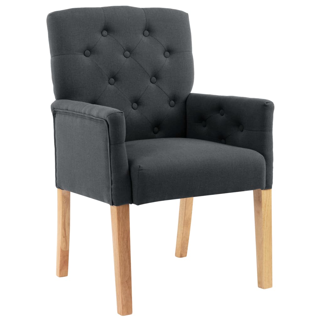 Dining Chairs with Armrests  pcs  Fabric featuring soft upholstery and rubberwood legs for stability.