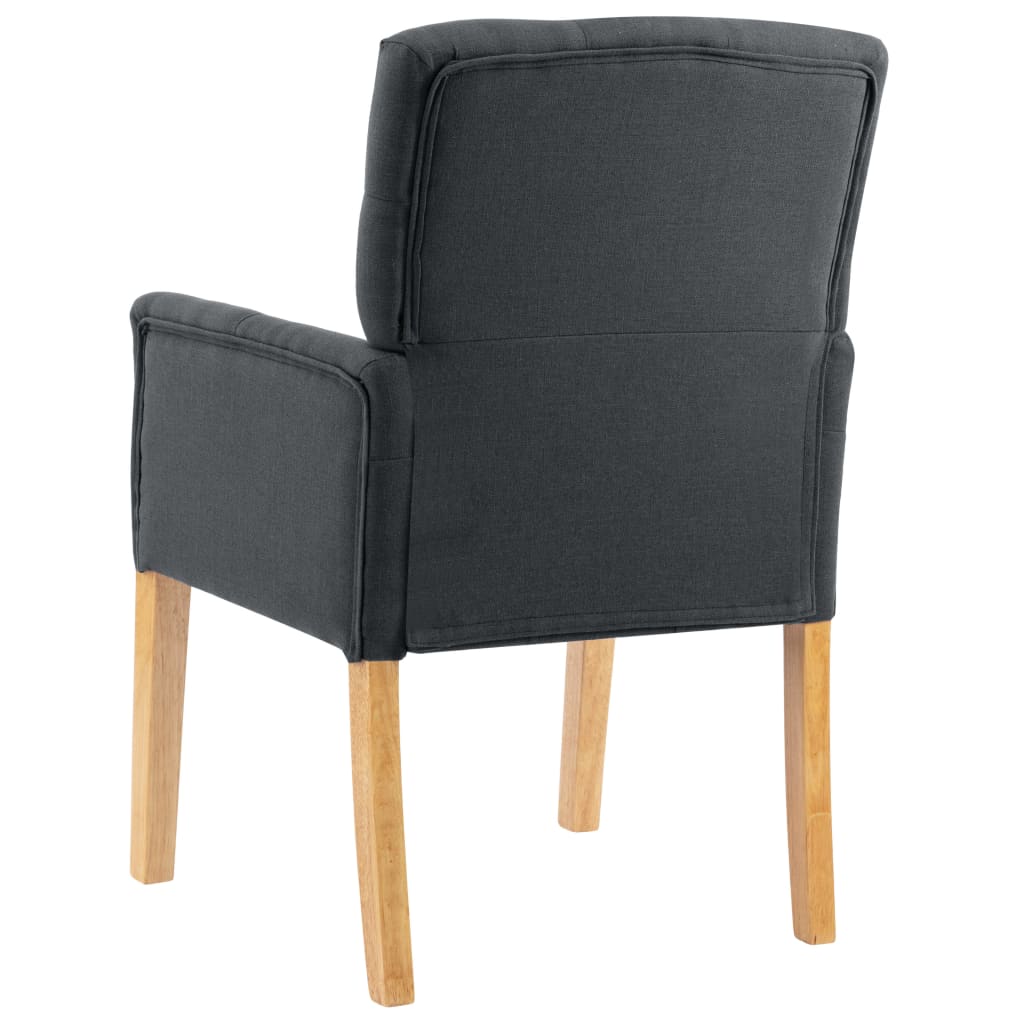 Dining Chairs with Armrests  pcs  Fabric in grey upholstery with rubberwood legs, showcasing ergonomic design and style.