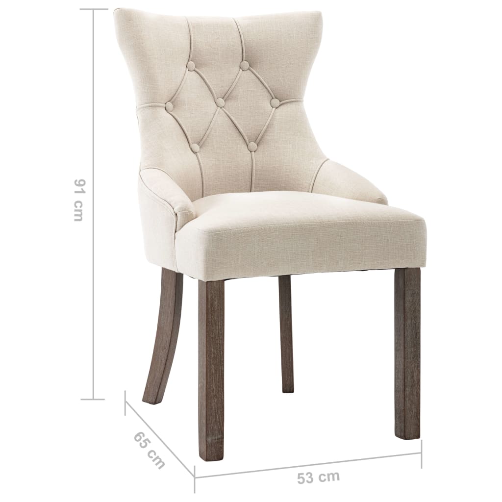 Dining Chairs 6 pcs Beige Fabric