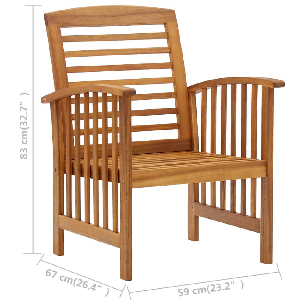 4 Piece Garden Lounge Set Solid Acacia Wood chair with slatted design for outdoor living space