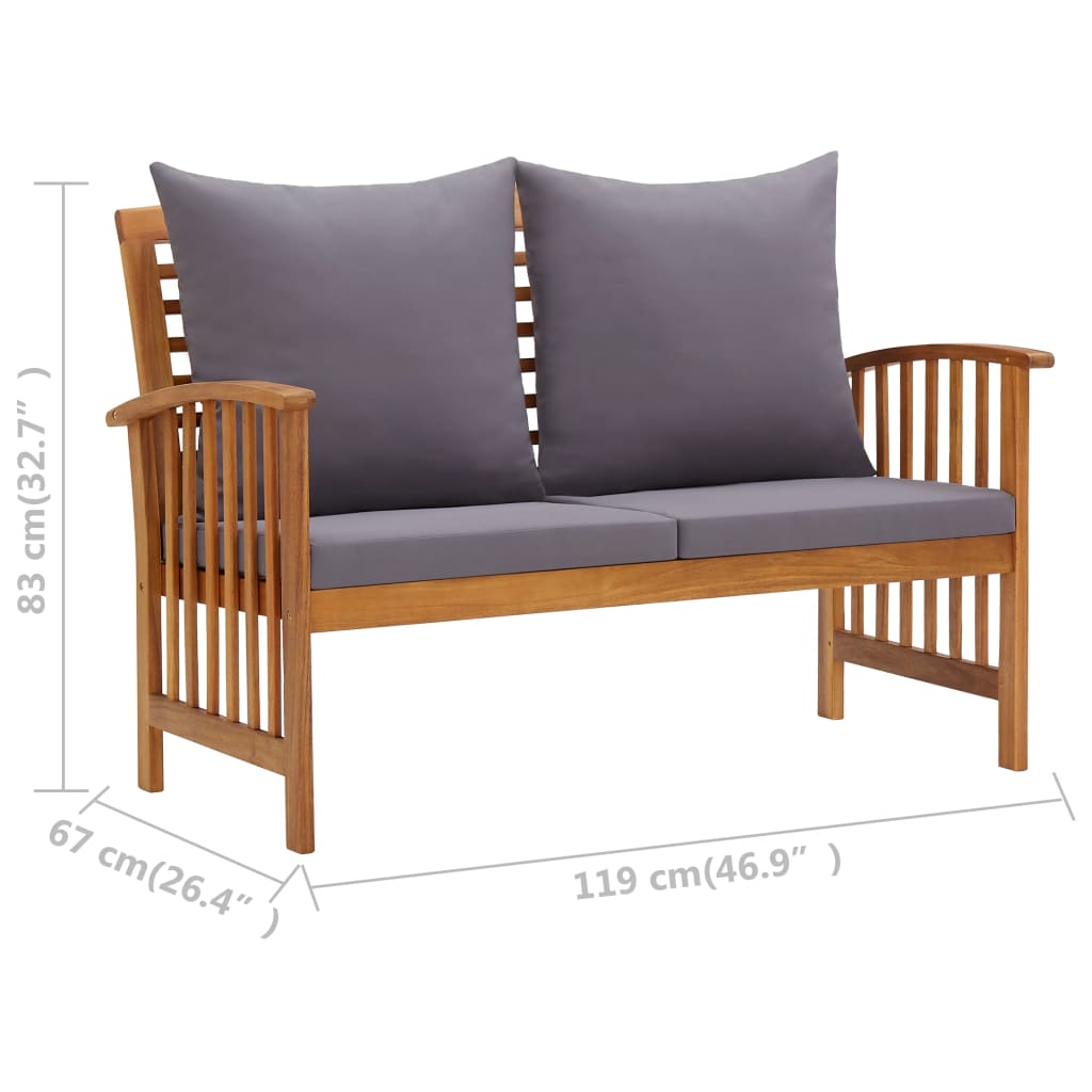 4 Piece Garden Lounge Set with Cushions Solid Acacia Wood