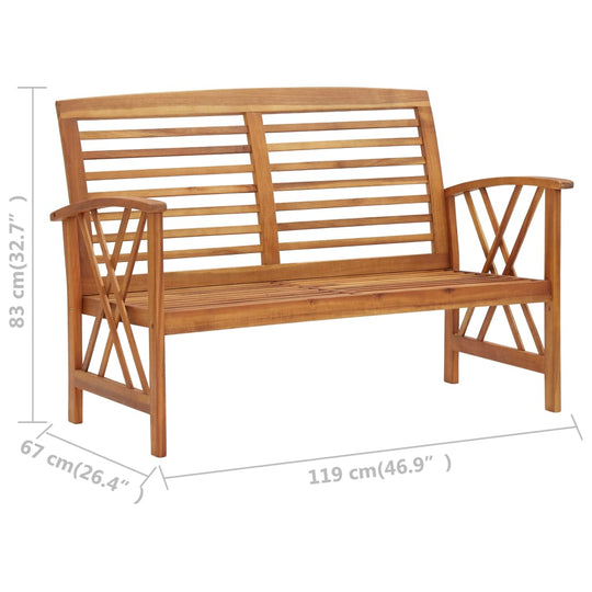 3 Piece Garden Lounge Set Solid Acacia Wood featuring a stylish slatted bench design for outdoor spaces.