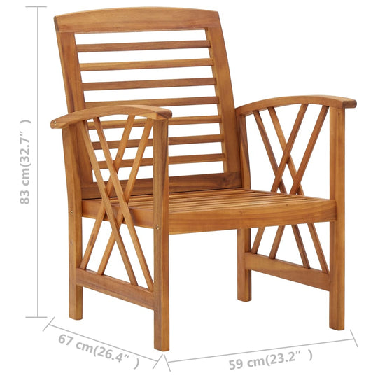 5 Piece Garden Lounge Set Solid Acacia Wood chair with slatted design, ideal for outdoor spaces.