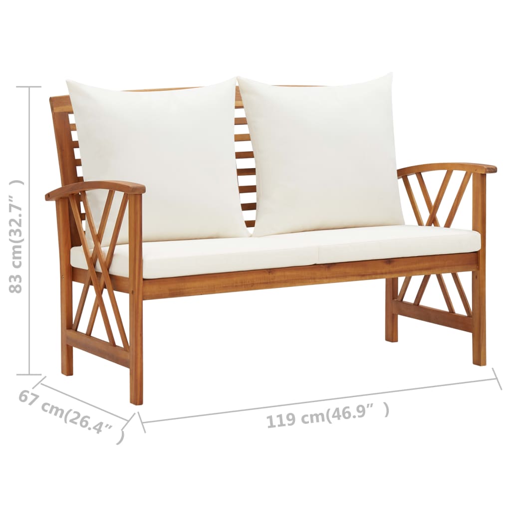 4 Piece Garden Lounge Set with Cushions Solid Acacia Wood