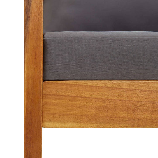 5 Piece Garden Lounge Set with Cushions Solid Acacia Wood close-up of cushion and wood frame detail