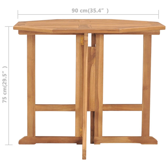 Folding Garden Dining Table 90x90x75 cm Solid Teak Wood