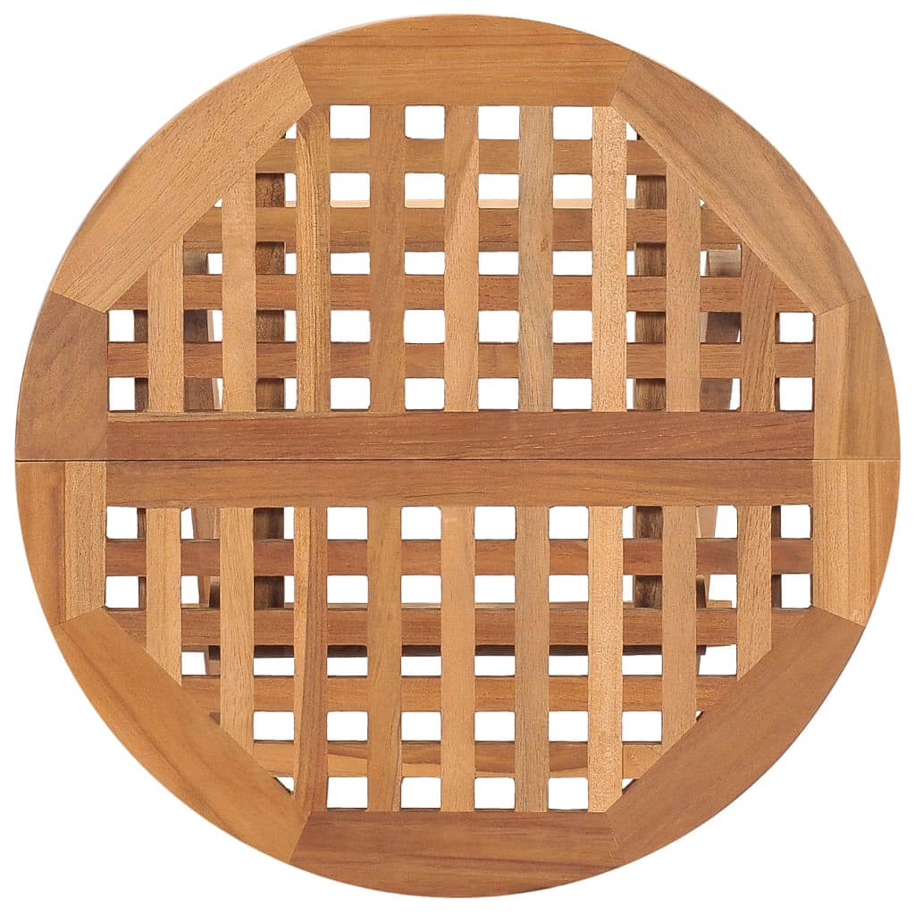 Round teak wood garden table top with intricate lattice design, perfect for outdoor furniture and stylish dining spaces.