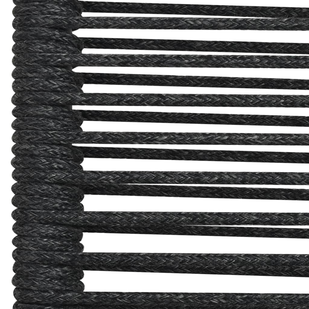 Close-up of twined cotton rope in black, showcasing the texture and durability for outdoor furniture and garden dining sets.