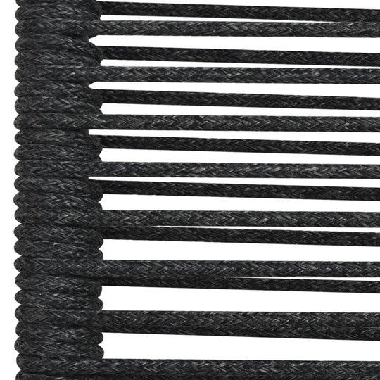 Close-up of twined cotton rope in black, showcasing the texture and durability for outdoor furniture and garden dining sets.