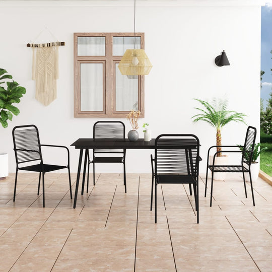 5 Piece Garden Dining Set Cotton Rope and Steel , Furniture -> Outdoor Furniture -> Outdoor Furniture Sets , Durable,eligant,Furniture -,Home & Garden -,Modern Design,new-305021,Outdoor Furniture -,Outdoor Furniture Sets