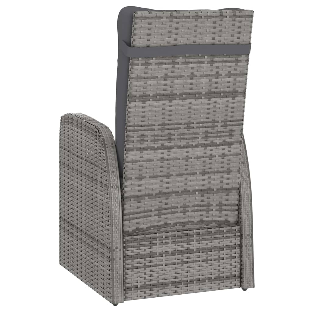 Stylish grey outdoor chair with high back and PE rattan design, perfect for contemporary outdoor furniture.