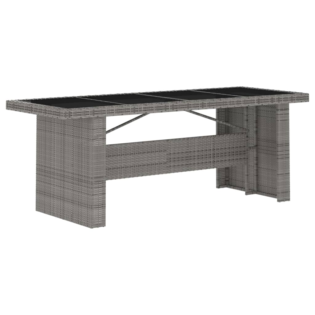 9 Piece Outdoor Dining Set Table in Grey Poly Rattan with Glass Top for Stylish Outdoor Furniture and Lounge Spaces