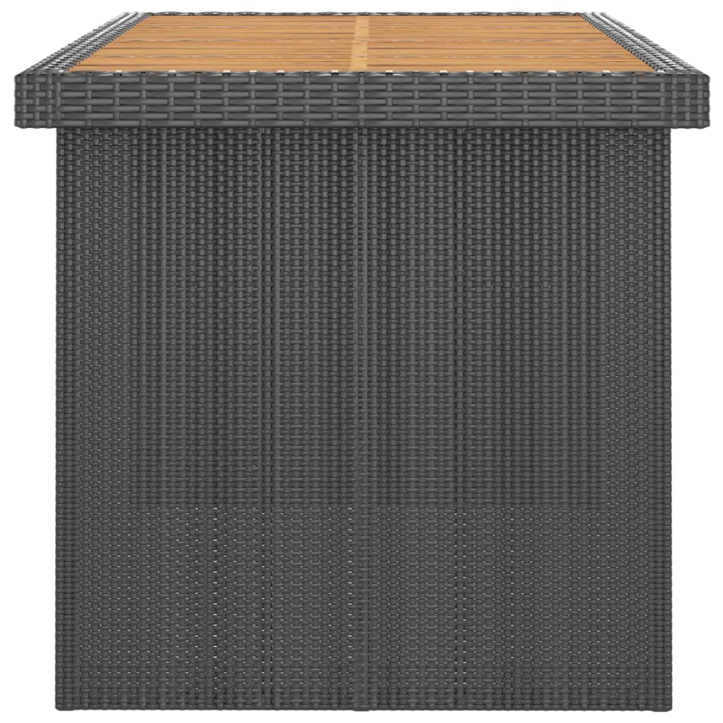 9 Piece Outdoor Dining Set with Cushions Poly Rattan tabletop showcasing solid acacia wood and durable rattan design.