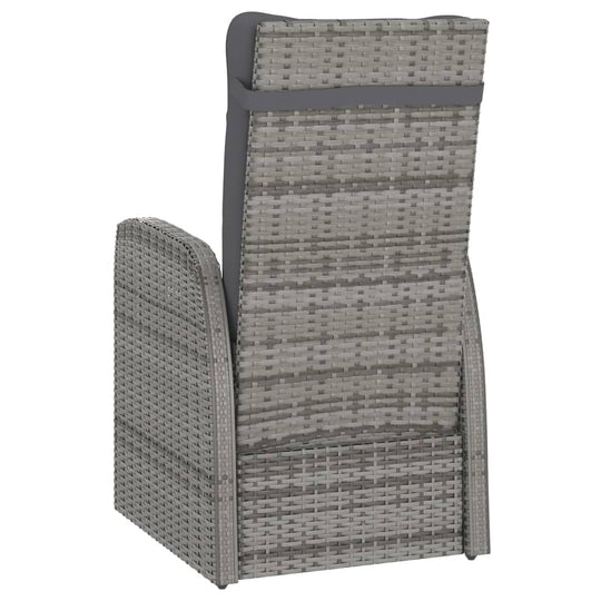 7 Piece Outdoor Dining Set with Cushions Poly Rattan - Comfortable gray outdoor dining chair with plush backing.