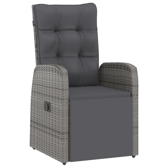 VidaXL 11 Piece Outdoor Dining Set with Cushions Poly Rattan Grey