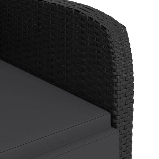 Corner detail of the 11 Piece Outdoor Dining Set with Cushions Poly Rattan, showcasing the stylish black rattan design.