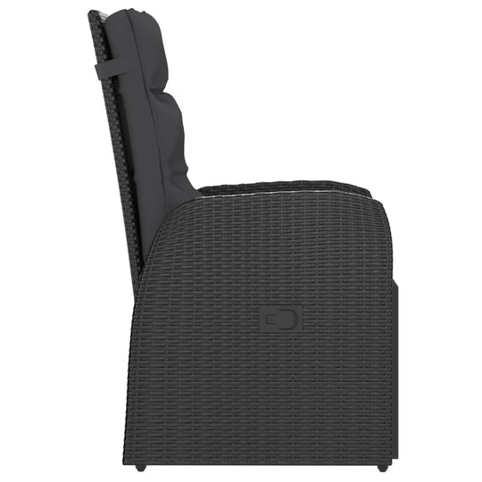 11 Piece Outdoor Dining Set with Cushions Poly Rattan side view showing durable PE rattan and comfortable cushion.