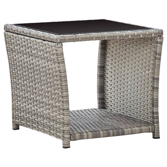 3 Piece Garden Lounge Set with Cushions Poly Rattan coffee table with glass top and woven design.