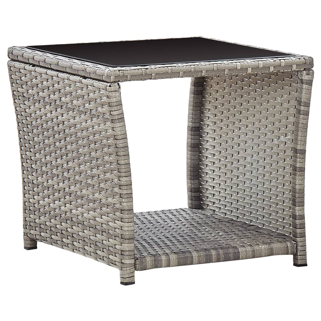 3 Piece Garden Lounge Set with Cushions Poly Rattan coffee table with glass top and woven design