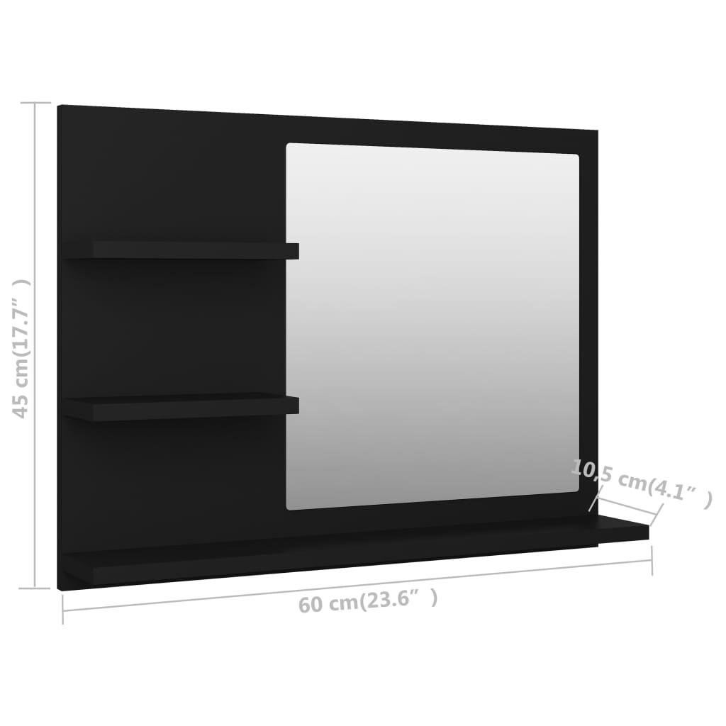 Bathroom Mirror 60x10.5x45 cm Engineered Wood , Home Decor , Bathroom Vanity Units,Cabinets & Storage -,Frameless,Furniture -,Home Decor,Home Renovation,Interior Design,Modern Design,new-305021,nterior Design,Vanity Units -