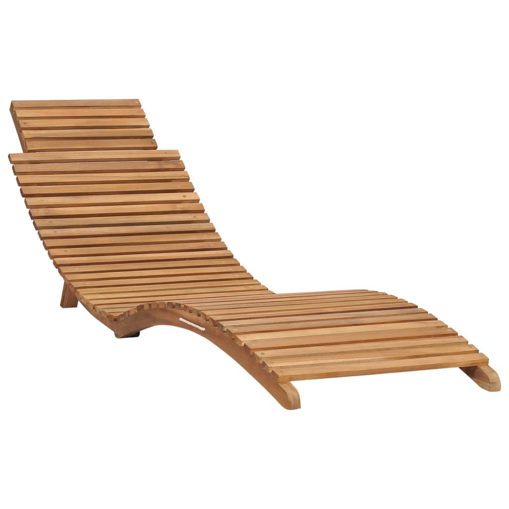 3 Piece Folding Garden Lounge Set Solid Teak Wood lounge chair with a smooth teak finish and ergonomic design.