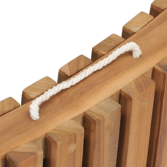Rope detail on the wooden top of the 3 Piece Folding Garden Lounge Set Solid Teak Wood.