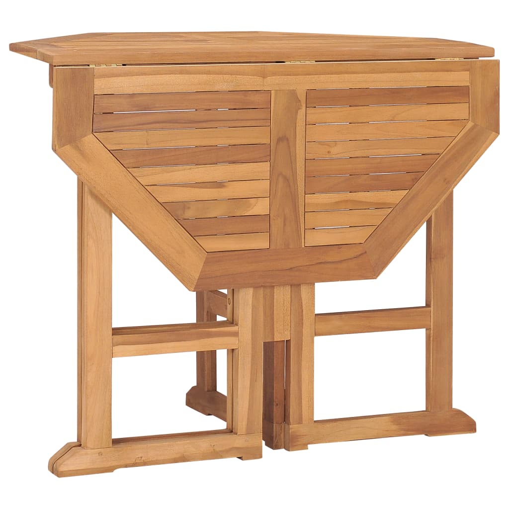 Folding teak outdoor dining table for patio and garden furniture sets.