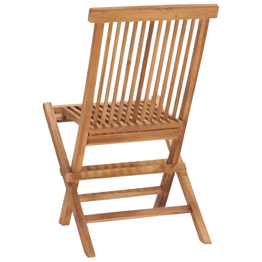 Folding teak wood chair for outdoor dining set, perfect for patio, garden, or balcony use. Durable and stylish outdoor furniture option.