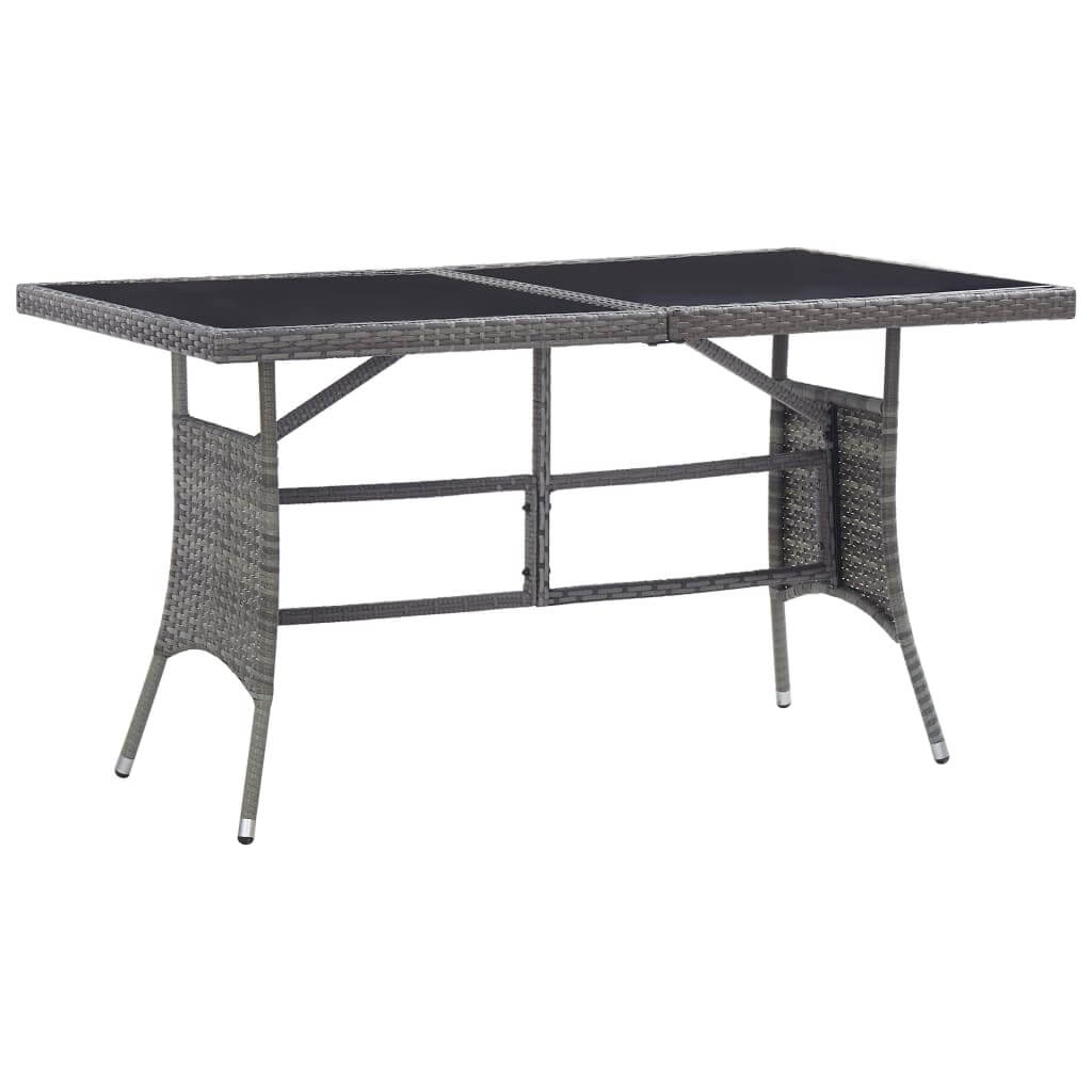 7 Piece Garden Dining Set Poly Rattan Anthracite & stylish outdoor dining table with glass top and durable steel frame