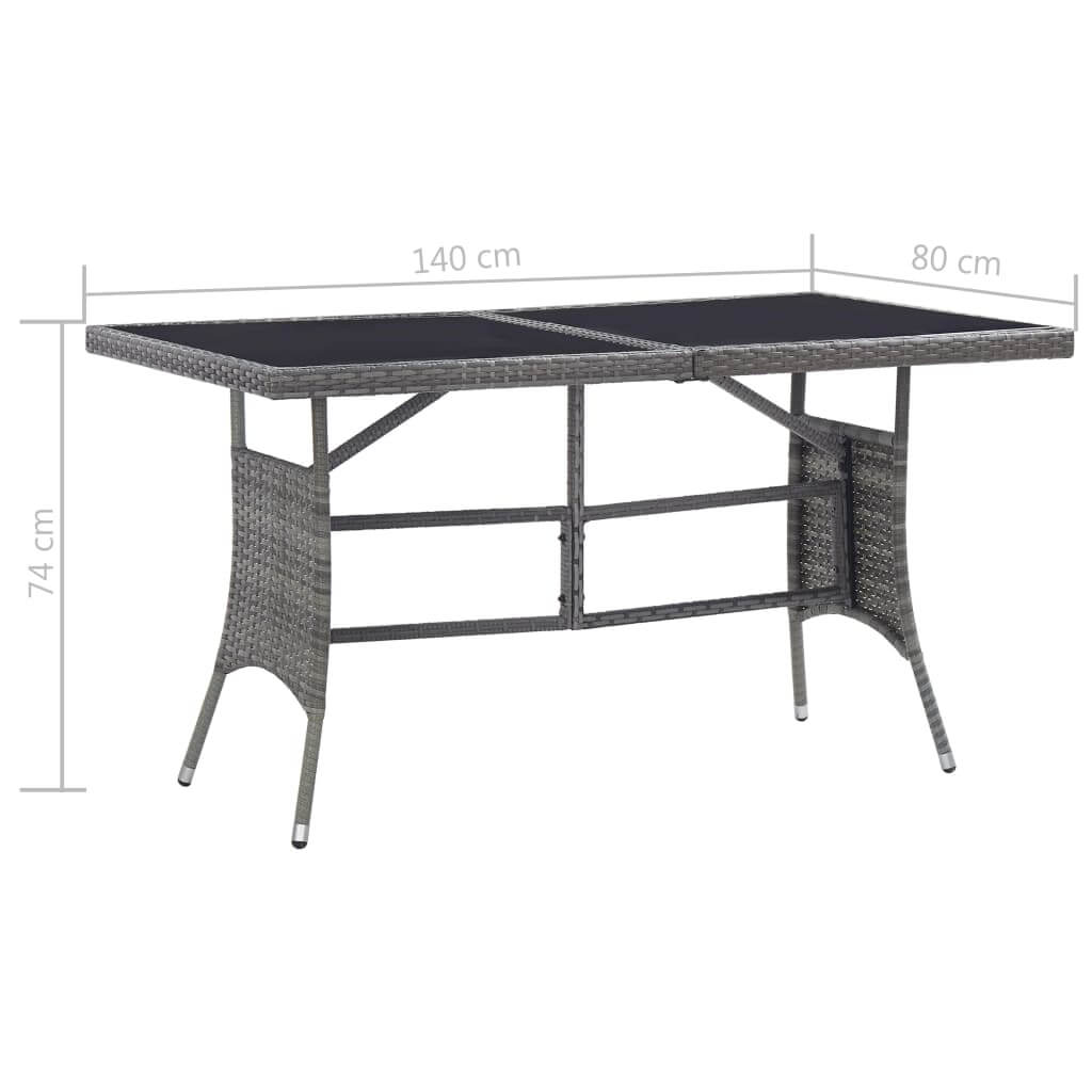 7 Piece Garden Dining Set Poly Rattan Anthracite & - Durable poly rattan table with steel frame, dimensions 140 cm x 80 cm.