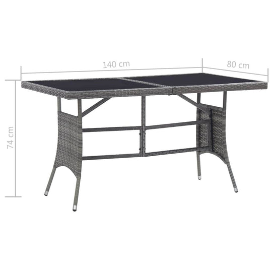 7 Piece Garden Dining Set Poly Rattan Anthracite & - Durable poly rattan table with steel frame, dimensions 140 cm x 80 cm.