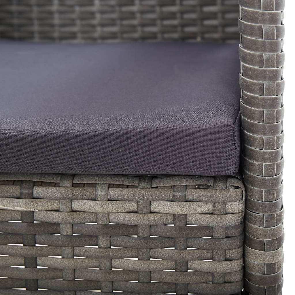 Close-up of the cushion and woven detail of the 7 Piece Garden Dining Set Poly Rattan Anthracite &.