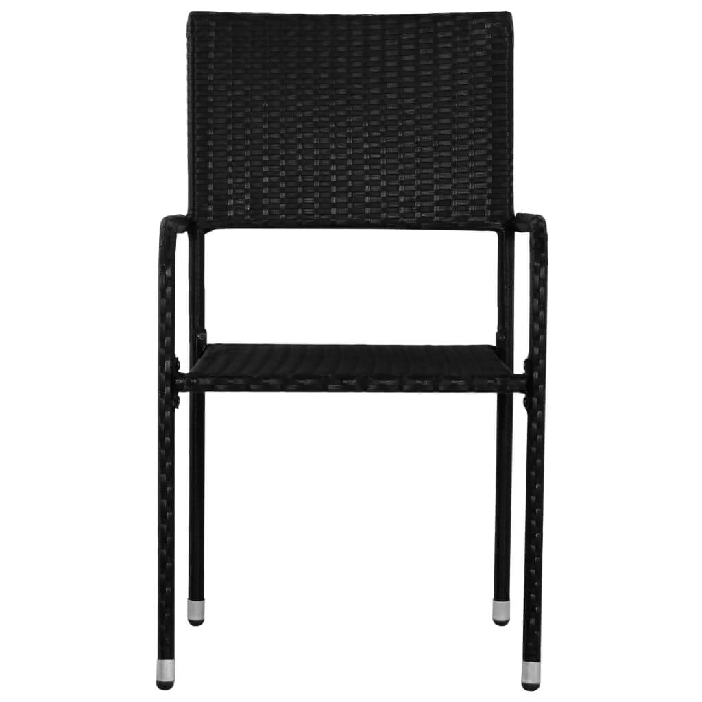 3 Piece Garden Dining Set Poly Rattan chair with black woven design and steel frame for outdoor use