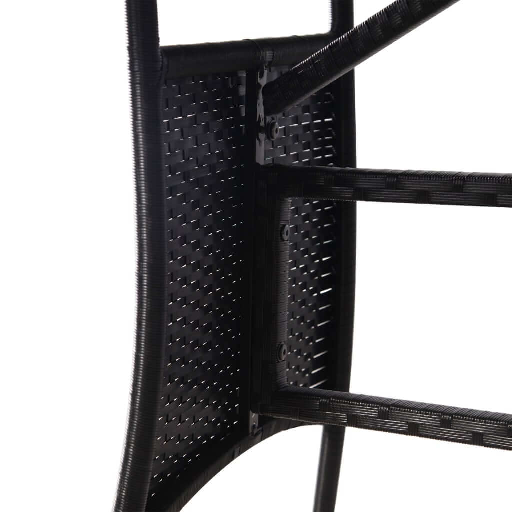 Close-up of the woven structure of a chair from the 3 Piece Garden Dining Set Poly Rattan.