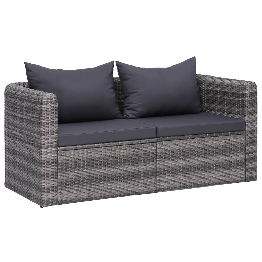 Poly rattan outdoor garden lounge sofa with dark cushions, perfect for patio and balcony furniture.