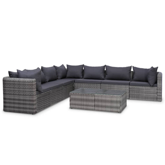 10-piece poly rattan garden lounge set with cushions, ideal for outdoor living spaces and patios.