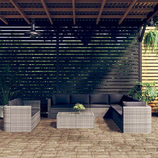 10 Piece Garden Lounge Set with Cushions Poly Rattan