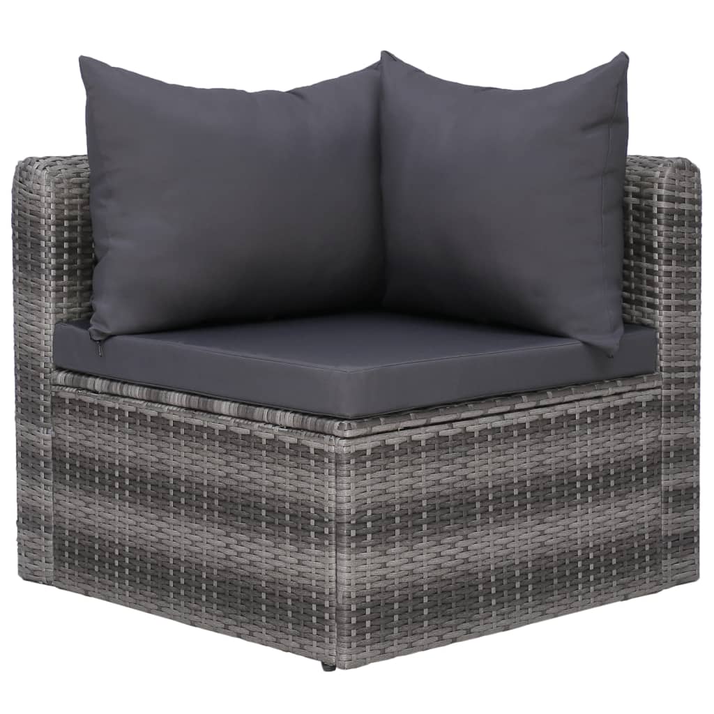 9 Piece Garden Lounge Set with Cushions Poly Rattan Grey