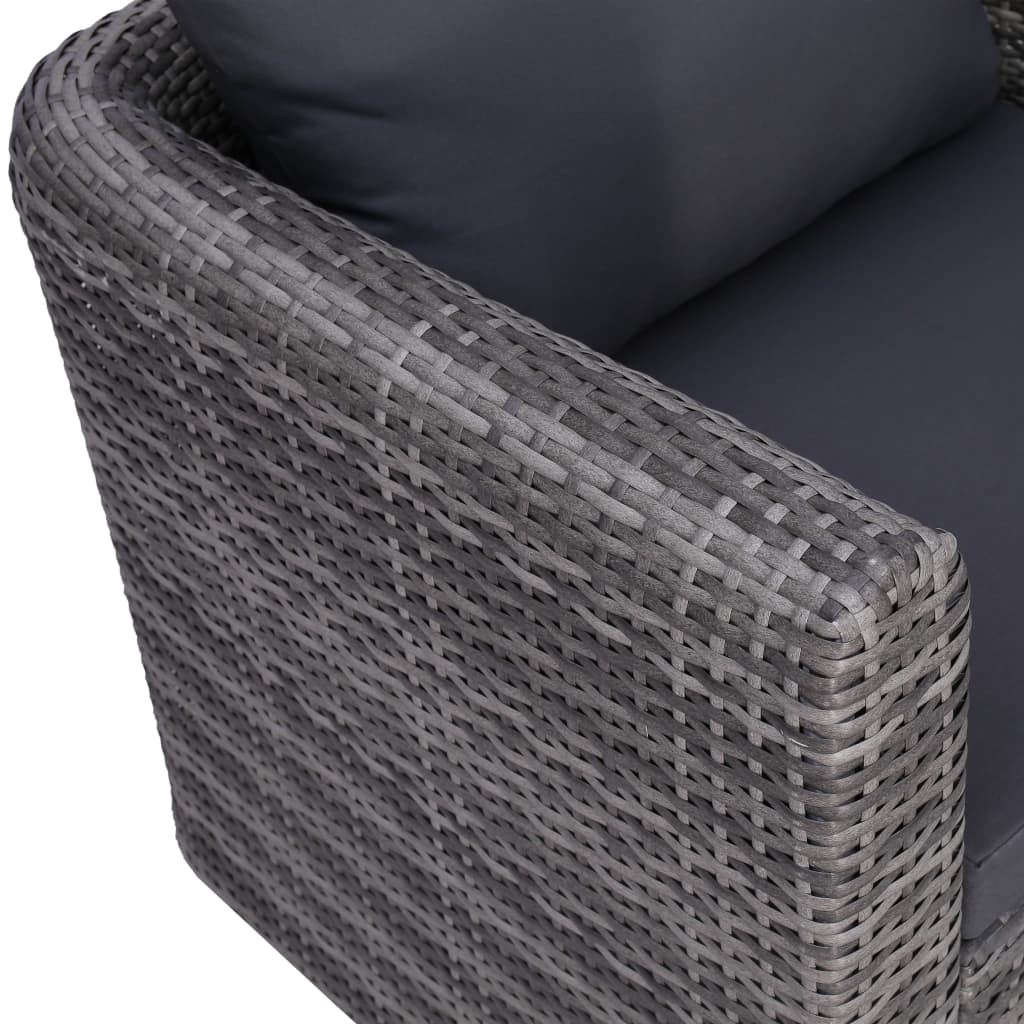 9 Piece Garden Lounge Set with Cushions Poly Rattan Grey