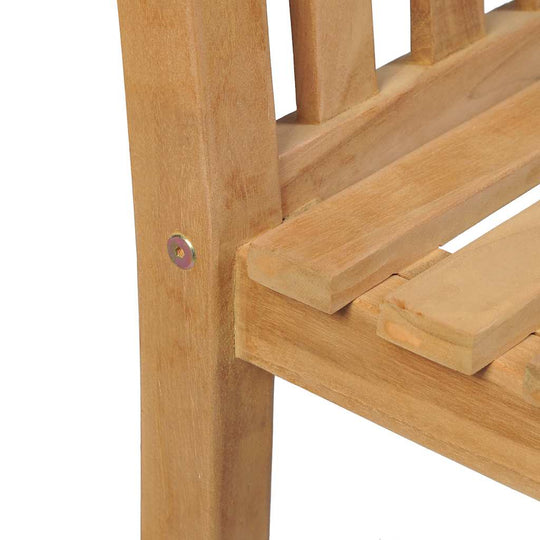 Close-up of solid teak wood construction in the 7 Piece Garden Dining Set 150x90 cm Solid Teak Wood.