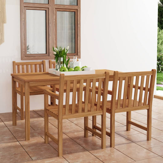 5 Piece Garden Dining Set Solid Teak Wood , Furniture -> Outdoor Furniture -> Outdoor Furniture Sets , Furniture -,new-305021,Outdoor Furniture -,Outdoor Furniture Sets