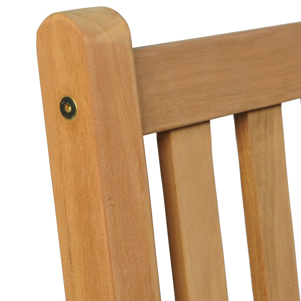 Close-up of the solid teak wood construction and fine sanding detail of a garden dining set chair.