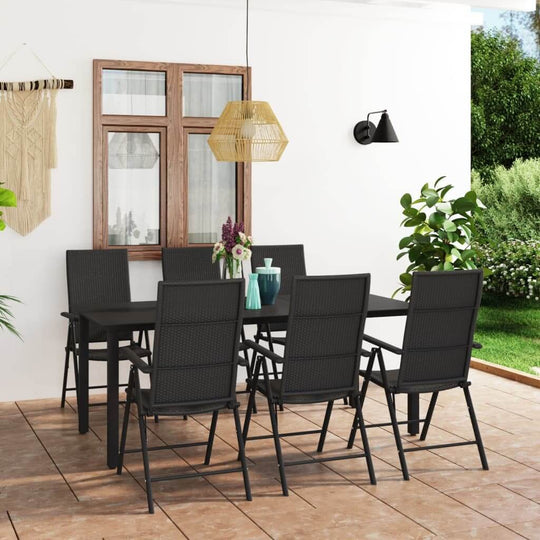 7 Piece Garden Dining Set Black