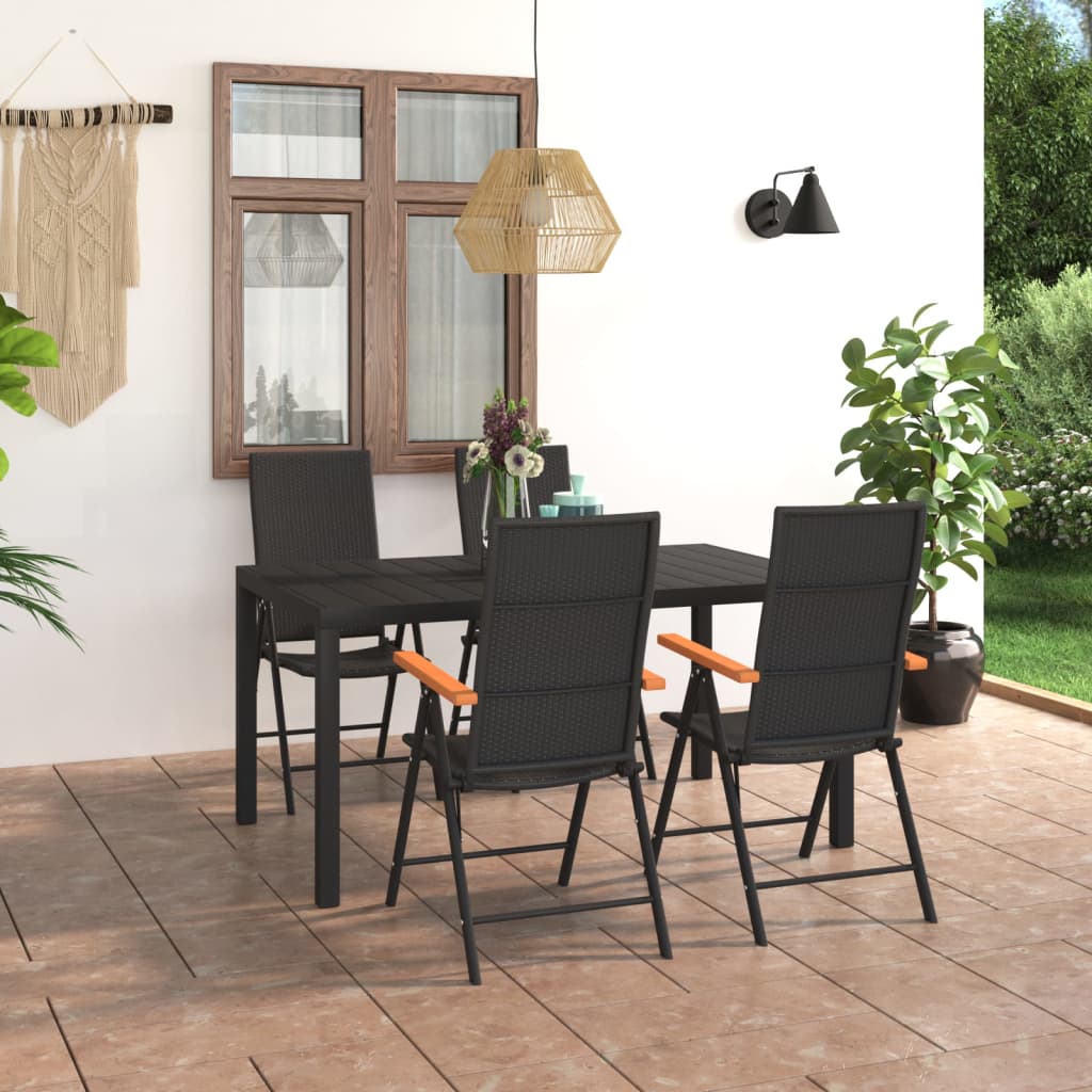 5 Piece Garden Dining Set and Brown , Furniture -> Outdoor Furniture -> Outdoor Furniture Sets , black,Chairs -,Decor -,Durable,eligant,Furniture -,Home & Garden -,Home Decor,Modern Design,new-305021,Outdoor Furniture -,Outdoor Furniture Sets,Outdoor Seat